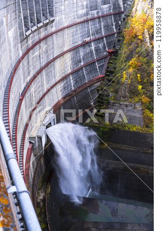 Tourist release of water from Hoheikyo Dam in Jozankei, Hokkaido 119958878