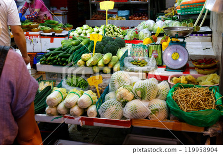 Market vegetables in Hong Kong. Chinese vegetables and Western vegetables are mixed and sold Market vegetables in Hong Kong. Chinese vegetables and Western vegetables are mixed and sold 119958904