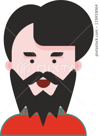 illustration icon face flat design of a caucasian man with beard, hipster and fashion. illustration icon face flat design of a caucasian man with beard, hipster and fashion. 119959064