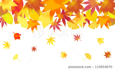秋天落葉插畫背景素材 119959070