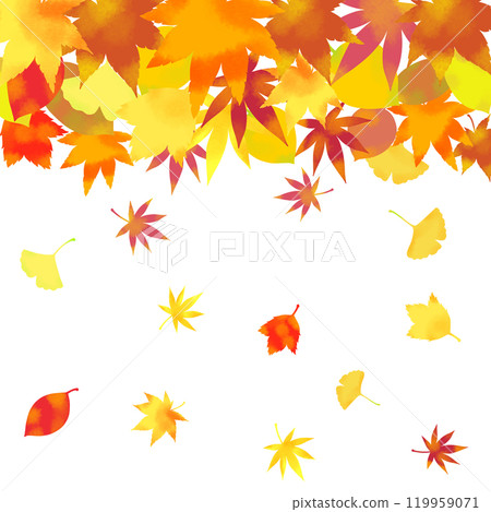 秋天落葉插畫背景素材 119959071