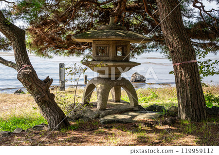 Toyo Park, stone lanterns on the shores of Lake Biwa, Nagahama Castle Ruins Park, Nagahama City, Shiga Prefecture 119959112