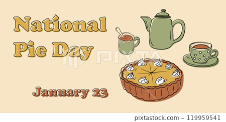 National Pie Day banner with illustration of pie 119959541