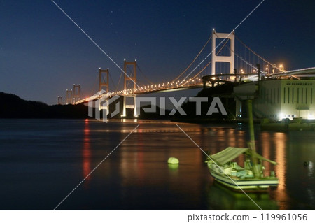 Shimanami Kaido, Kurushima Kaikyo First Bridge, night view (Imabari City, Ehime Prefecture) Shimanami Kaido, Kurushima Kaikyo First Bridge, night view (Imabari City, Ehime Prefecture) 119961056