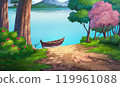 A painting of the morning atmosphere on the riverside. 119961088