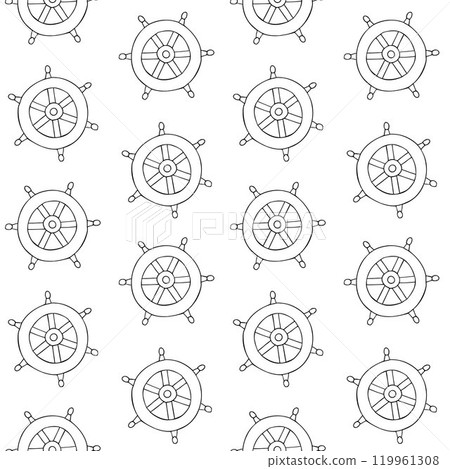 Vector seamless pattern of outline ship rudder 119961308