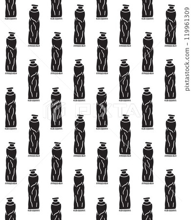 Vector seamless pattern of hand drawn paint tube 119961309