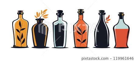 Decorative Bottles Isolated White Background Decorative Bottles Isolated White Background 119961646
