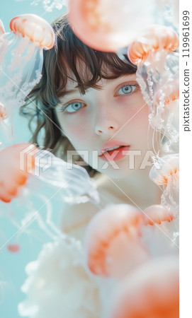 女孩與水母的奇妙肖像 119961699