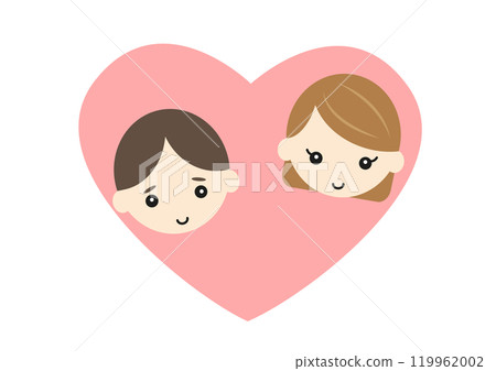 Man and woman couple in heart Man and woman couple in heart 119962002