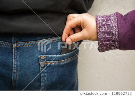 Hand take a purse 119962753