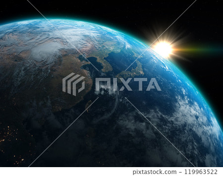 Earth Japan Sun Sunrise New Year CG Background 119963522