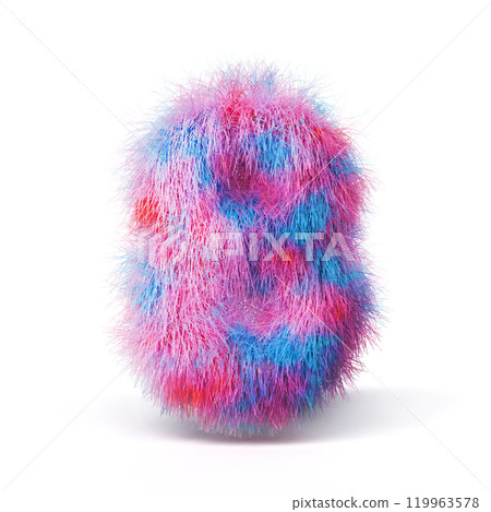 Blue pink fur font Number 8 EIGHT 3D 119963578