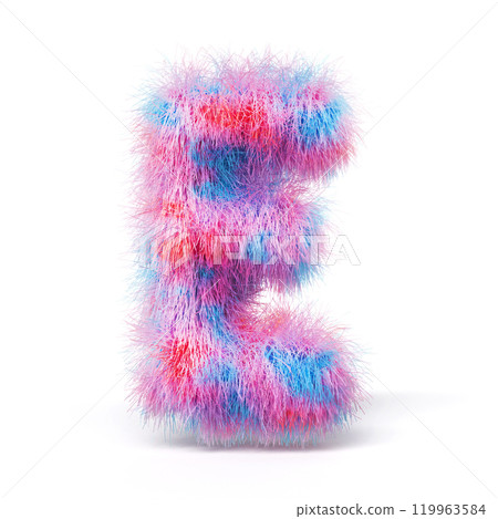 Blue pink fur font Letter E 3D Blue pink fur font Letter E 3D 119963584