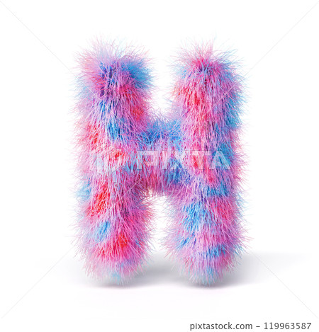 Blue pink fur font Letter H 3D 119963587
