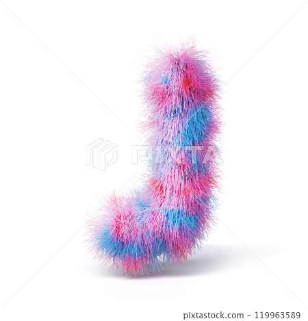 Blue pink fur font Letter J 3D Blue pink fur font Letter J 3D 119963589