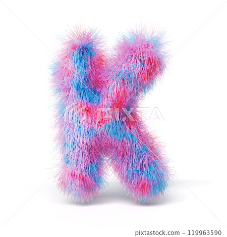 Blue pink fur font Letter K 3D Blue pink fur font Letter K 3D 119963590
