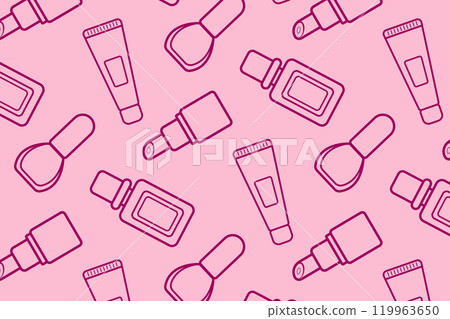 Decorative cosmetics. Vector pattern. Illustration in flat style Decorative cosmetics. Vector pattern. Illustration in flat style 119963650