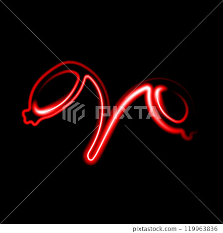 A striking neon rosehip art piece illuminates the dark, highlighting artistic talent and flair 119963836