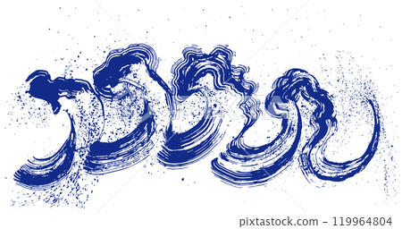 波浪大波浪手繪畫筆插畫 波浪大波浪手繪畫筆插畫 119964804