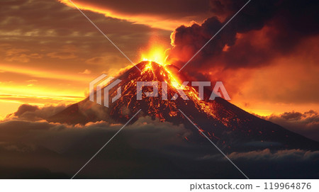火山和熔岩的圖像插圖 火山和熔岩的圖像插圖 119964876