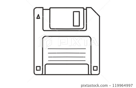 儲存圖示-軟碟的簡單線條畫插圖 儲存圖示-軟碟的簡單線條畫插圖 119964997