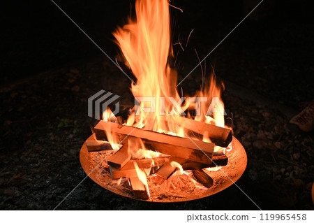 Flames of burning 119965458