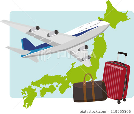 Japan map and airplane travel 119965506