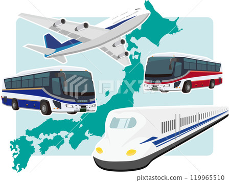 日本地圖和車輛 119965510