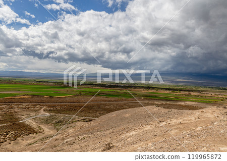 Khor Virap monastery in front of mount Ararat. Ararat mountain. beautiful landscape 119965872