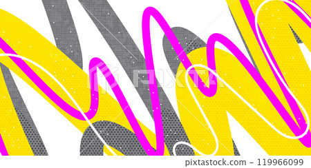 Abstract Background with Colorful Wavy Thick Lines and Texture Effect in Pop Art Style 119966099