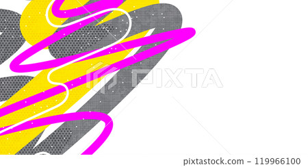 Abstract Background with Colorful Wavy Thick Lines and Texture Effect in Pop Art Style 119966100