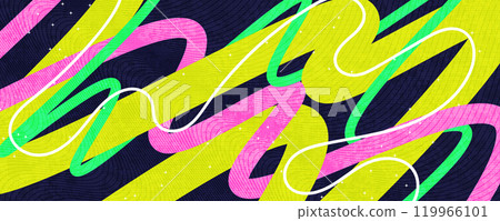 Abstract Background with Colorful Lines and Texture Effects in Pop Art Style 119966101