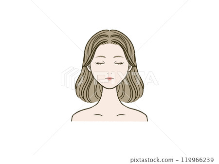 一個女人閉著眼睛面向前方 一個女人閉著眼睛面向前方 119966239