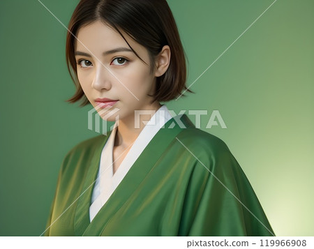 穿日服的女人上半身斜拍 119966908