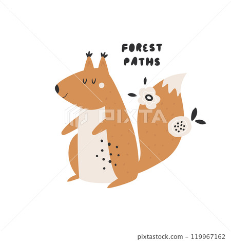 Adorable Vector Squirrel Cute Woodland Wildlife Illustration for Design and Art Adorable Vector Squirrel Cute Woodland Wildlife Illustration for Design and Art 119967162