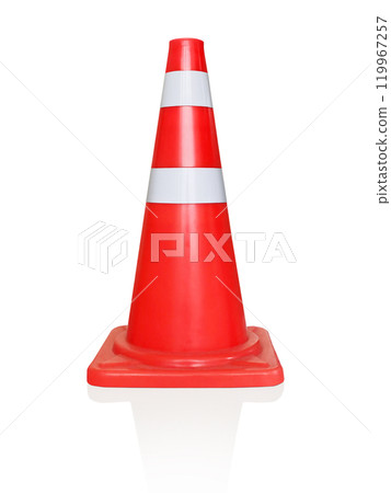 Orange traffic cone isolated on white background. 119967257