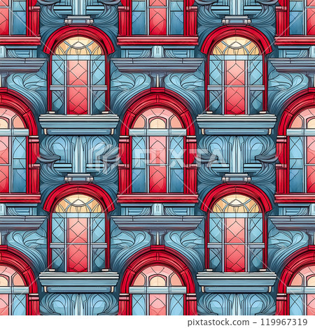 重複無縫窗口插畫素材 119967319
