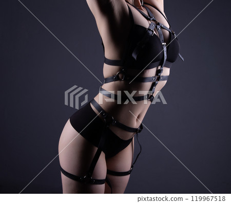 Photo of girls body in underwear with bandage belt Photo of girls body in underwear with bandage belt 119967518