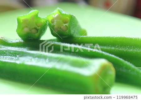 Summer vegetable series, okra Summer vegetable series, okra 119968475
