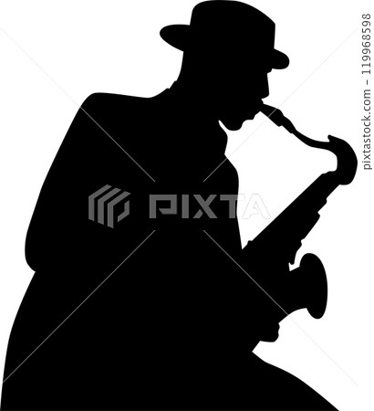 Jazz man playing the saxophone 119968598