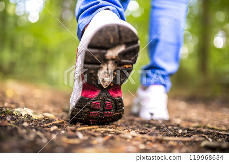 Detail of walking in the woods 119968684