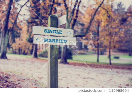 Directions towards being single or married 119968694