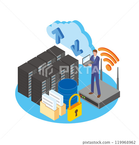 Male office worker in the data systems department Male office worker in the data systems department 119968962