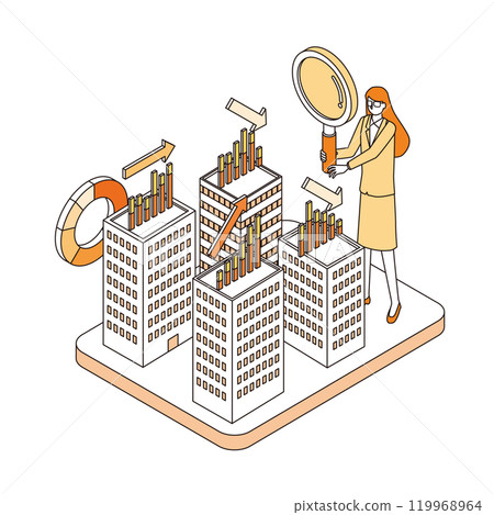 A woman conducting comparative analysis of companies 119968964