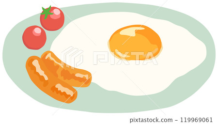 Fried egg on a plate vector illustration 119969061