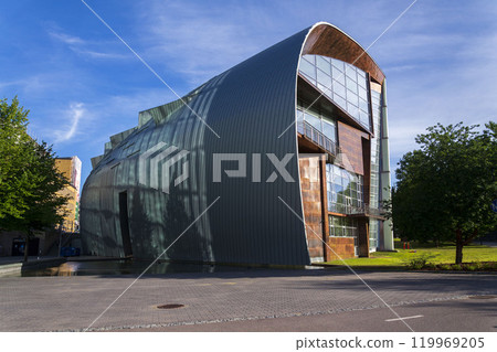 Museum of contemporary art Kiasma exterior, part of Finnish National Gallery, Helsinki, Finland, sunny summer day 119969205