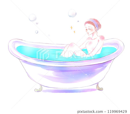 一個女人一邊按摩一邊洗澡 119969429