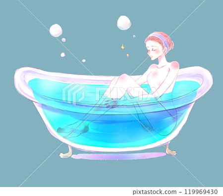 一個女人一邊按摩一邊洗澡 119969430