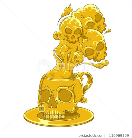 Skull Shaped Tea Cup With Toxic Death Smoke 119969509